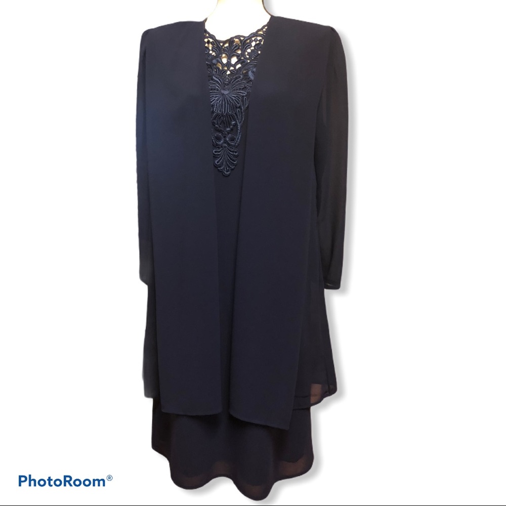 Scott McClintock | Blue Layered Long Sleeve Dress